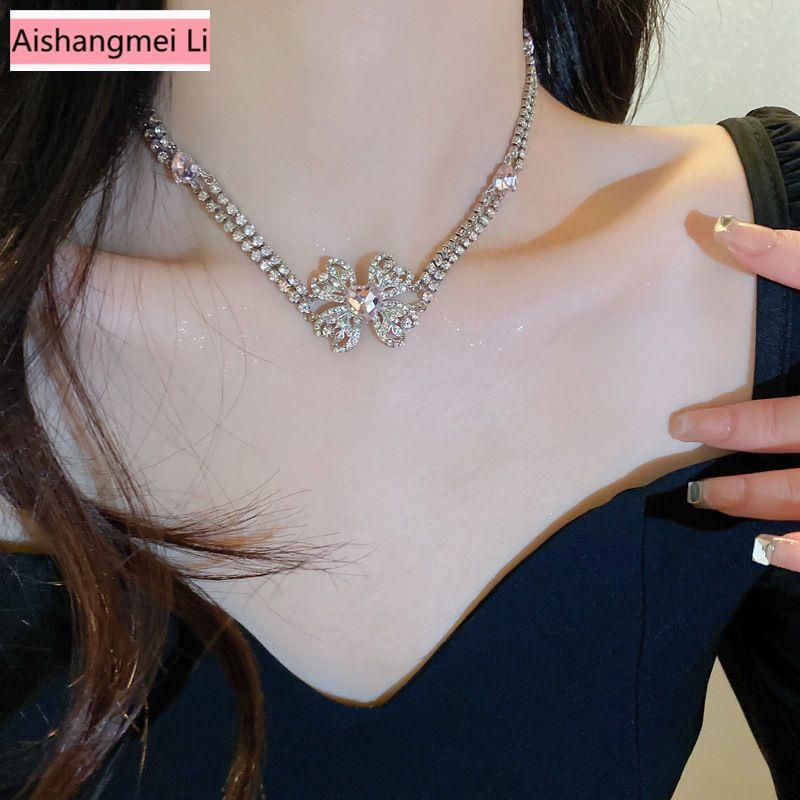 [Aishang Đẹp Mắt] Dây Chuyền Hai Lớp Đính Kim Cương Hình Trái Tim Sang Trọng Phong Cách Âu Mỹ Cho Nữ