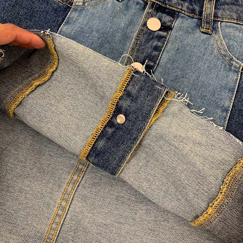 Jiashucheng Chân Váy Denim Lưng Cao Dáng Ôm Màu Sắc Retro Thời Trang Mùa Hè Dành Cho Nữ