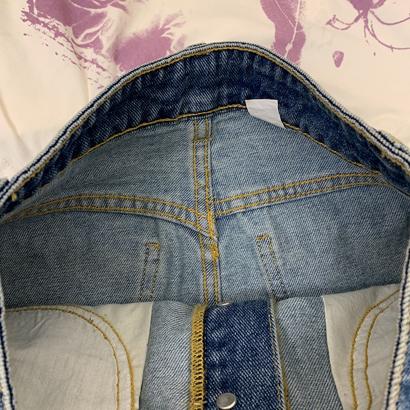 Jiashucheng Chân Váy Denim Lưng Cao Dáng Ôm Màu Sắc Retro Thời Trang Mùa Hè Dành Cho Nữ