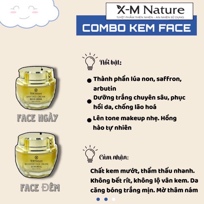 COMBO kem ngày kem đêm xm nature chính hãng 100%