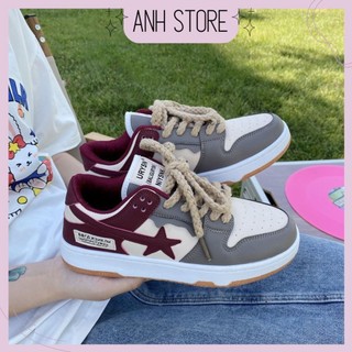 Giày sneaker thể thao nữ cổ thấp hoạ tiết ngôi sao đế cao 5cm phối 2 màu cá tính G049 - Anh Store