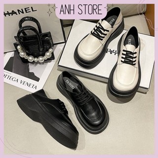 Giày búp bê/ Lolita nữ đế độn có dây thắt màu đen, kem phong cách ulzzang G059 - Anh Store