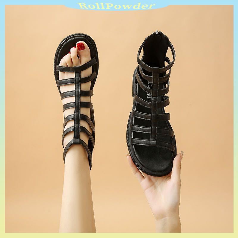 Giày La Mã đơn giản thoải mái màu đen đế bằng mẫu mới mùa hè