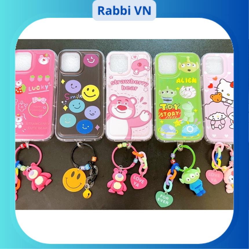 [Gấu dâu Lucky, Mặt cười, Gấu strawberry] Ốp in hình kèm dây 6plus/7plus/x/xs/xsm11/12/13/14/pro/max/plus/promax