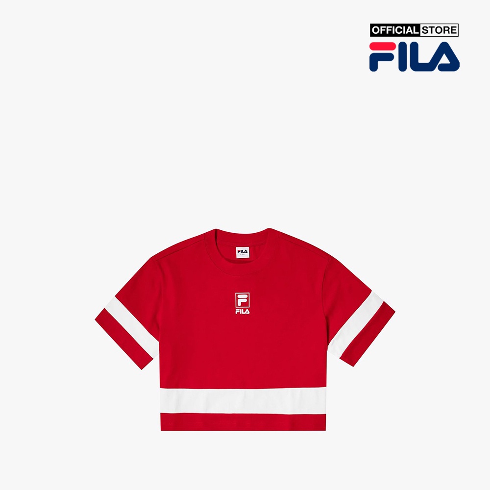 FILA - Áo croptop nữ cổ tròn tay ngắn Heritage Loose Fit Small Logo FW2RSF2074F-DRE