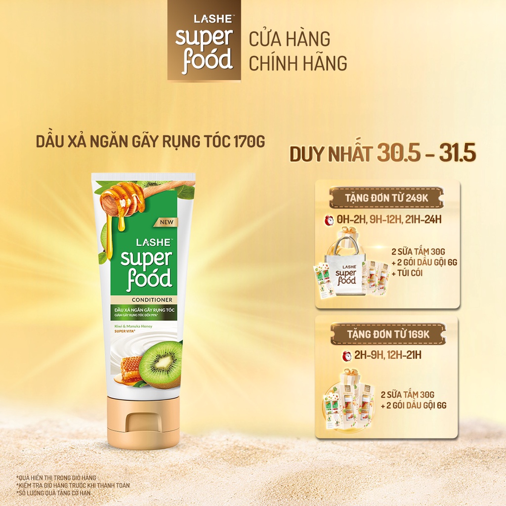 [Mã COSMC6 giảm 8% đơn 199K] Dầu xả LASHE SUPERFOOD ngăn gãy rụng tóc 170G
