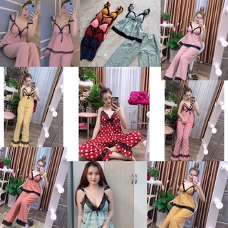 Đồ Bộ Lụa Áo Dây Quần Dài