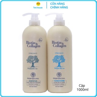 Cặp dầu gội xả biotin & collagen trắng 1000ml - teri.house