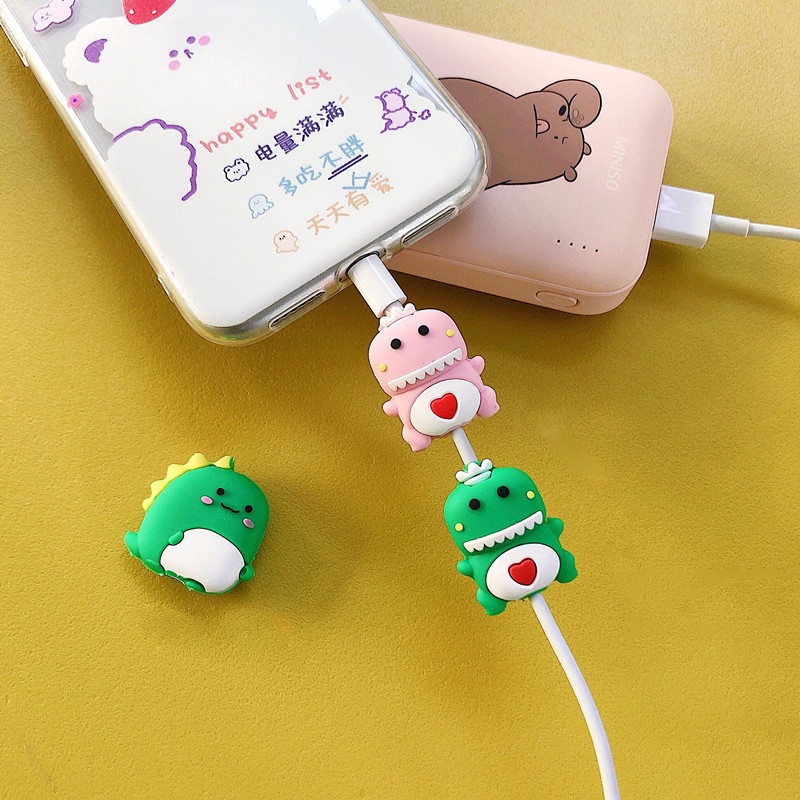 Đầu gắn bảo vệ dây cáp sạc USB thiết kế nhân vật hoạt hình đáng yêu tiện lợi
