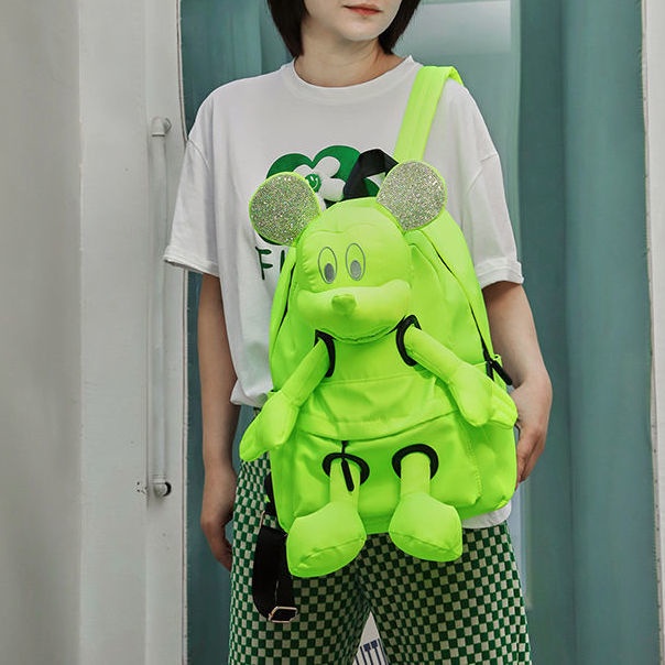 Ba Lô Đeo Vai Đi Học / Du Lịch Vải Nylon Cỡ Lớn Hình Chuột Mickey Kiểu Hàn Quốc Dễ Thương Cho Nữ