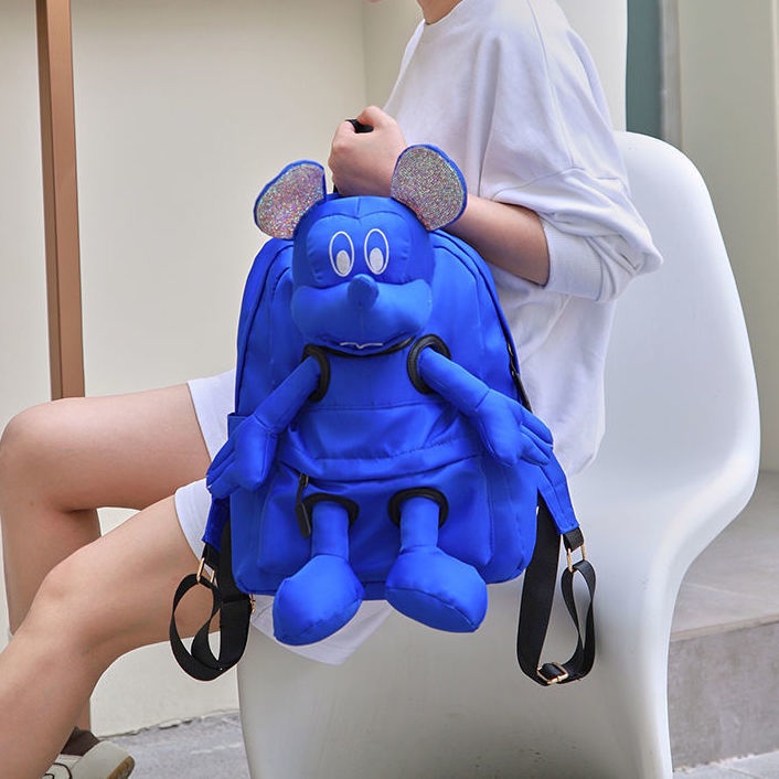 Ba Lô Đeo Vai Đi Học / Du Lịch Vải Nylon Cỡ Lớn Hình Chuột Mickey Kiểu Hàn Quốc Dễ Thương Cho Nữ