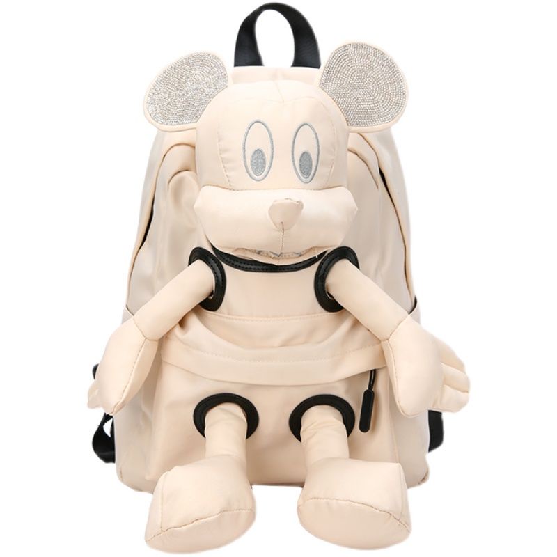 Ba Lô Đeo Vai Đi Học / Du Lịch Vải Nylon Cỡ Lớn Hình Chuột Mickey Kiểu Hàn Quốc Dễ Thương Cho Nữ