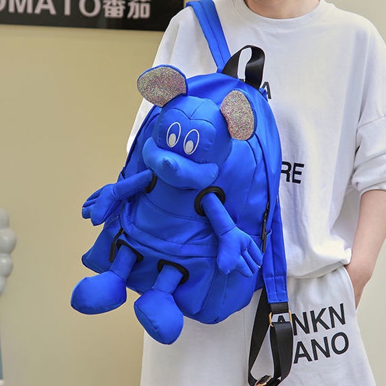 Ba Lô Đeo Vai Đi Học / Du Lịch Vải Nylon Cỡ Lớn Hình Chuột Mickey Kiểu Hàn Quốc Dễ Thương Cho Nữ