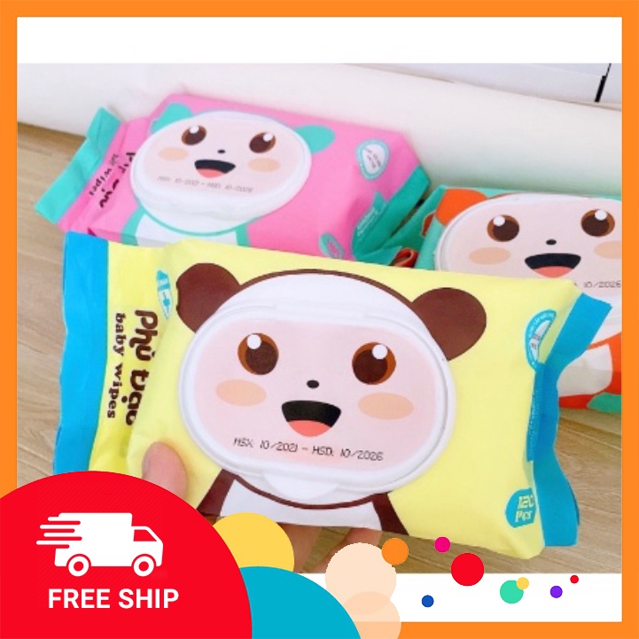 Khăn giấy ướt gói 120 tờ hình gấu phú đạt không mùi