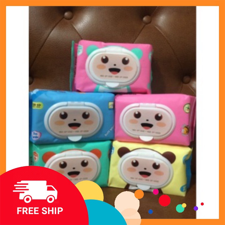 Khăn giấy ướt gói 120 tờ hình gấu phú đạt không mùi