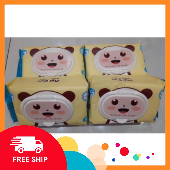 Khăn giấy ướt gói 120 tờ hình gấu phú đạt không mùi