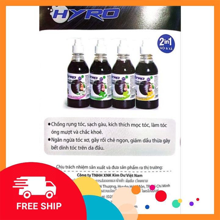 Cao Gội & Xả Bồ Kết Ngăn Rụng Tóc HYRO 2in1 Chai 300ml