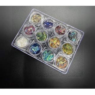 Set xà cừ vân gỗ ( set 12 hũ ) trang trí móng tay chân