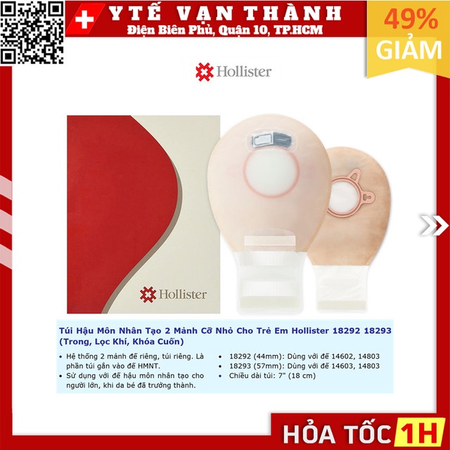 ✅ Túi Hậu Môn Nhân Tạo 2 Mảnh Cỡ Nhỏ Cho Trẻ Em Hollister 18292 18293 (Trong, Lọc Khí, Khóa Cuốn) -VT0546