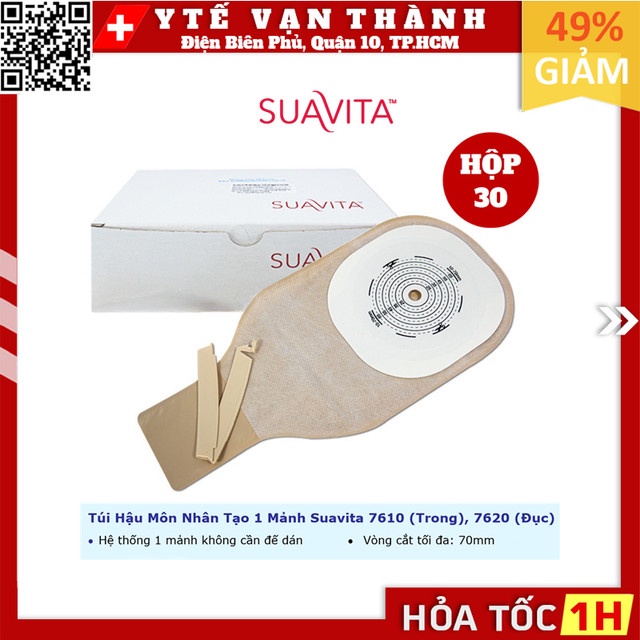 Túi Hậu Môn Nhân Tạo 1 Mảnh Suavita 7610 (Trong), 7620 (Đục) | Túi Phân, Hậu Môn Tạm -VT0740