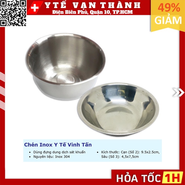 Chén Inox Y Tế Vinh TấnSâu, Cạn, Chén số 2, Chén số 3, Inox 304 Cao Cấp