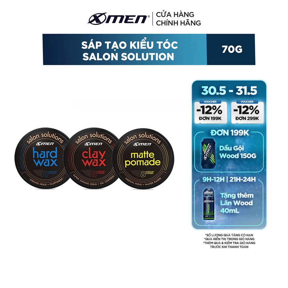  Sáp tạo kiểu tóc Xmen Salon Solution 70g - 8h giữ nếp với 3 lựa chọn