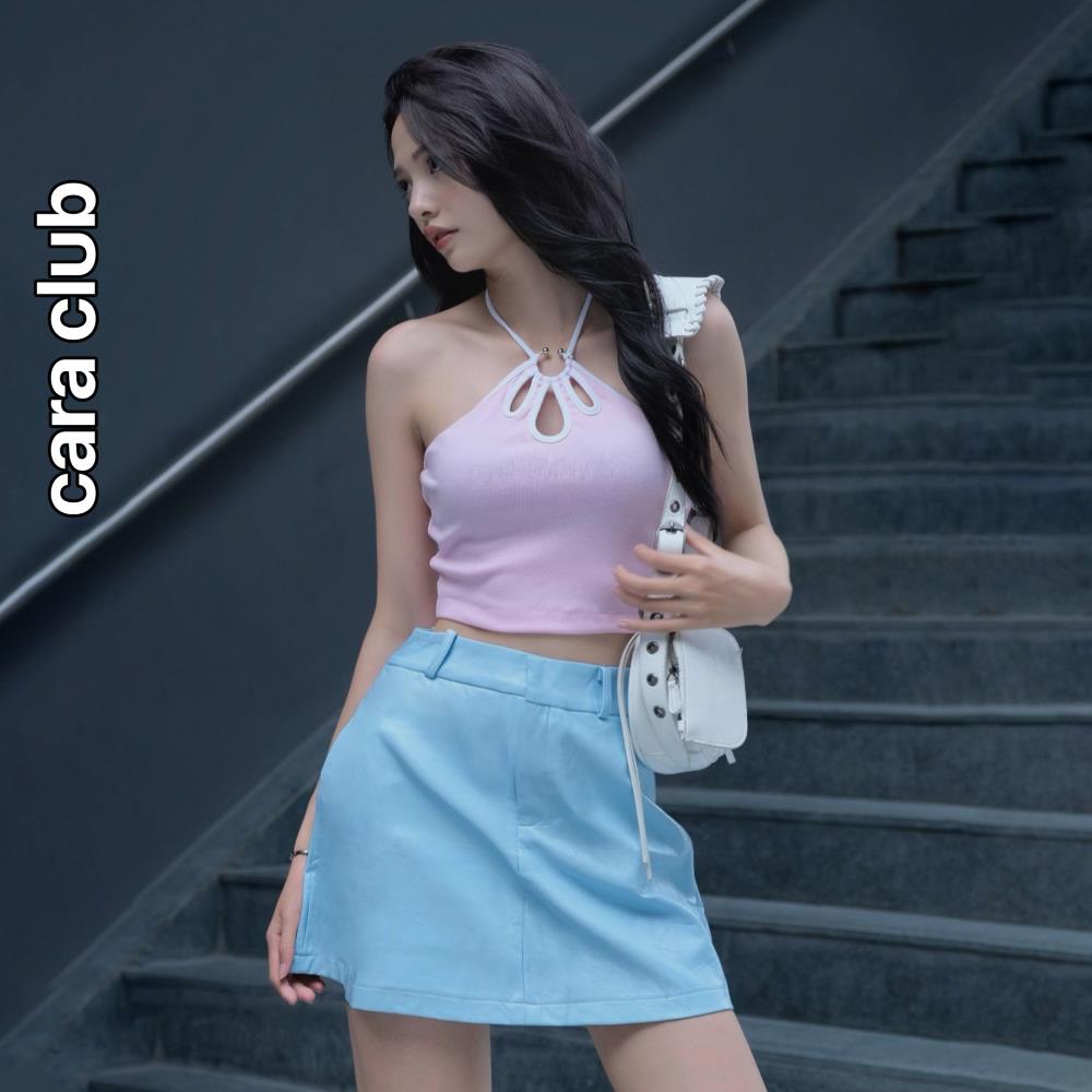 CARA Áo croptop nữ Nabi cổ yếm cách điệu trẻ trung năng động phù hợp đi dạo phố