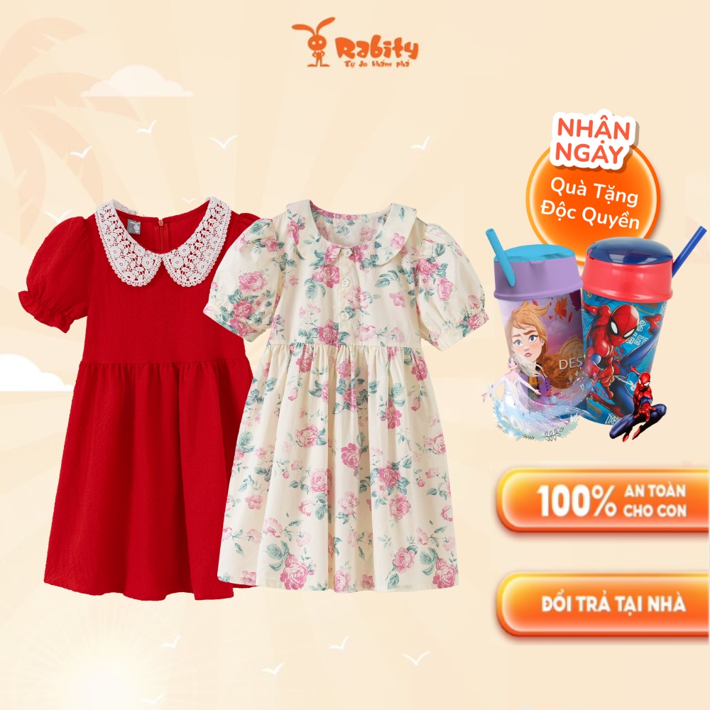 Váy bé gái Rabity đầm thô cho bé thoáng mát mùa hè đầm cho trẻ em 93101