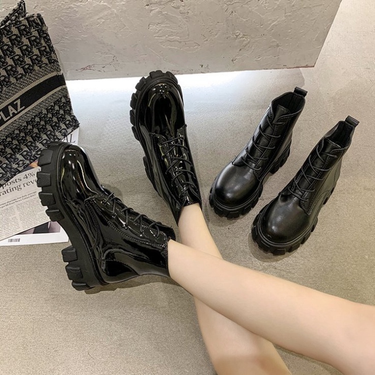 Giày Boot Nữ Chiến Binh Đế Đinh Cổ Lửng Chất Da, Bốt Nữ Martin phong cách Hàn Quốc cá tính mẫu mới