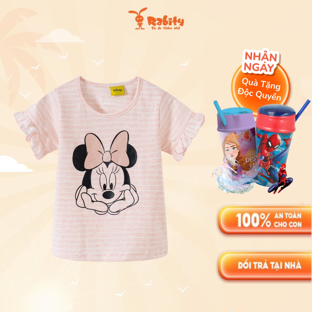 Áo thun ngắn tay cho bé gái Rabity áo phông vải cotton hình chuột mickey và minnie dễ thương 5599