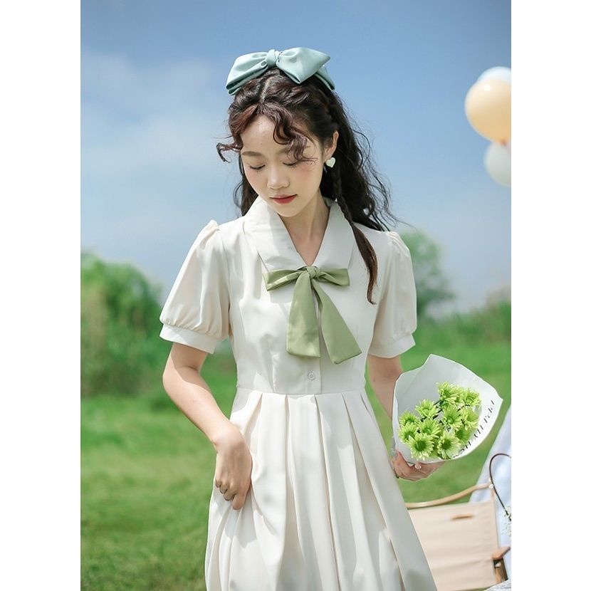 Đầm Dáng Chữ A Thắt Nơ Eo Phong Cách Pháp Thời Trang Mùa Hè Xinh Xắn Cho Nữ