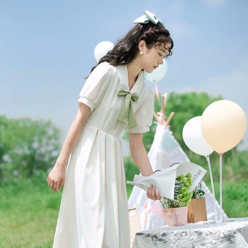 Đầm Dáng Chữ A Thắt Nơ Eo Phong Cách Pháp Thời Trang Mùa Hè Xinh Xắn Cho Nữ