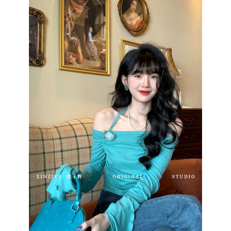 Jiashuchengchic Áo Kiểu Trễ Vai Dáng Dài Cột Dây Cá Tính Ngọt Ngào Cho Nữ @