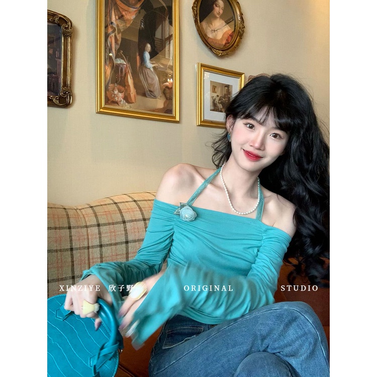 Jiashuchengchic Áo Kiểu Trễ Vai Dáng Dài Cột Dây Cá Tính Ngọt Ngào Cho Nữ @