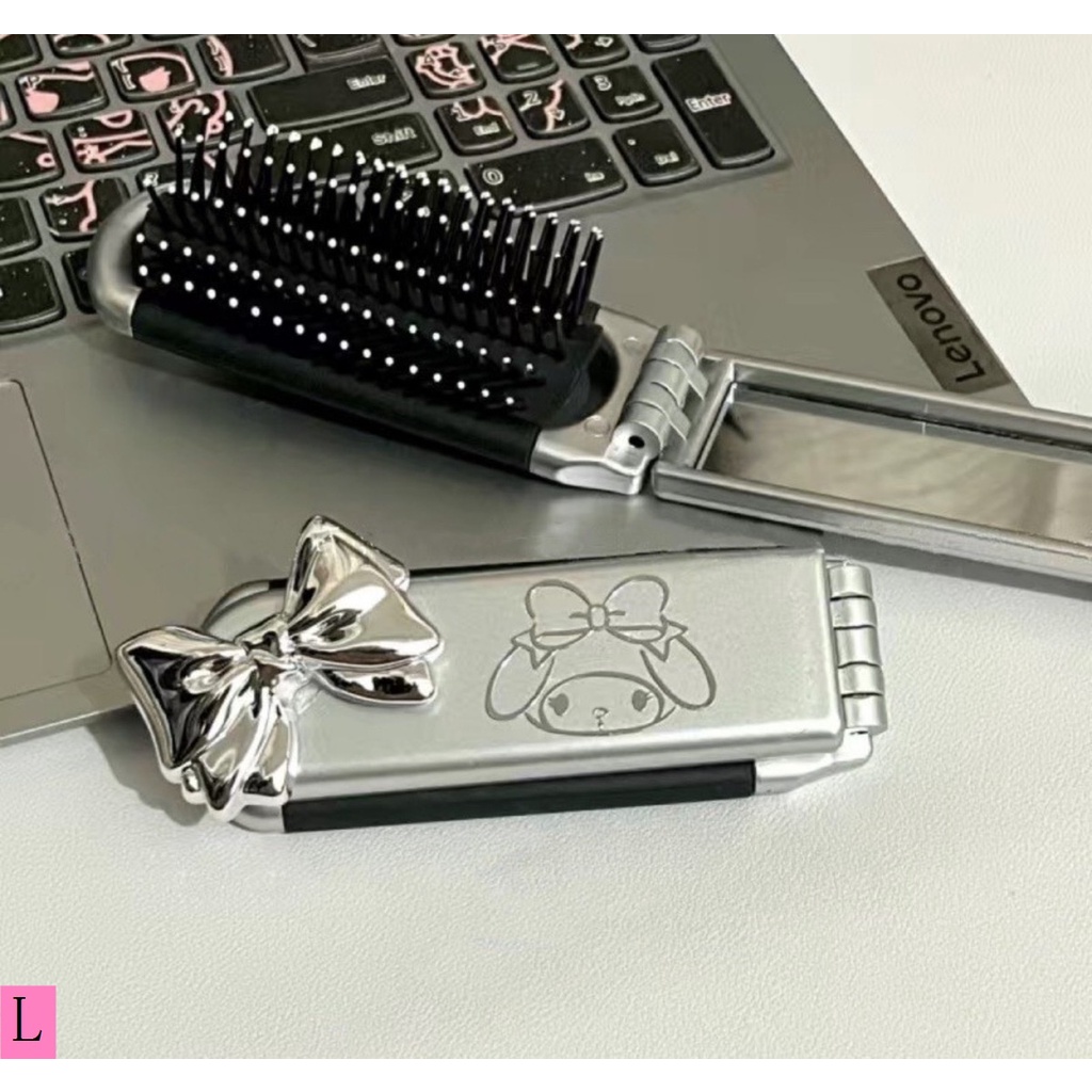 Quạt Gấp Tích Hợp Gương Trang Điểm Hai Công Dụng Hình Mèo Sanrio Hoạt Hình