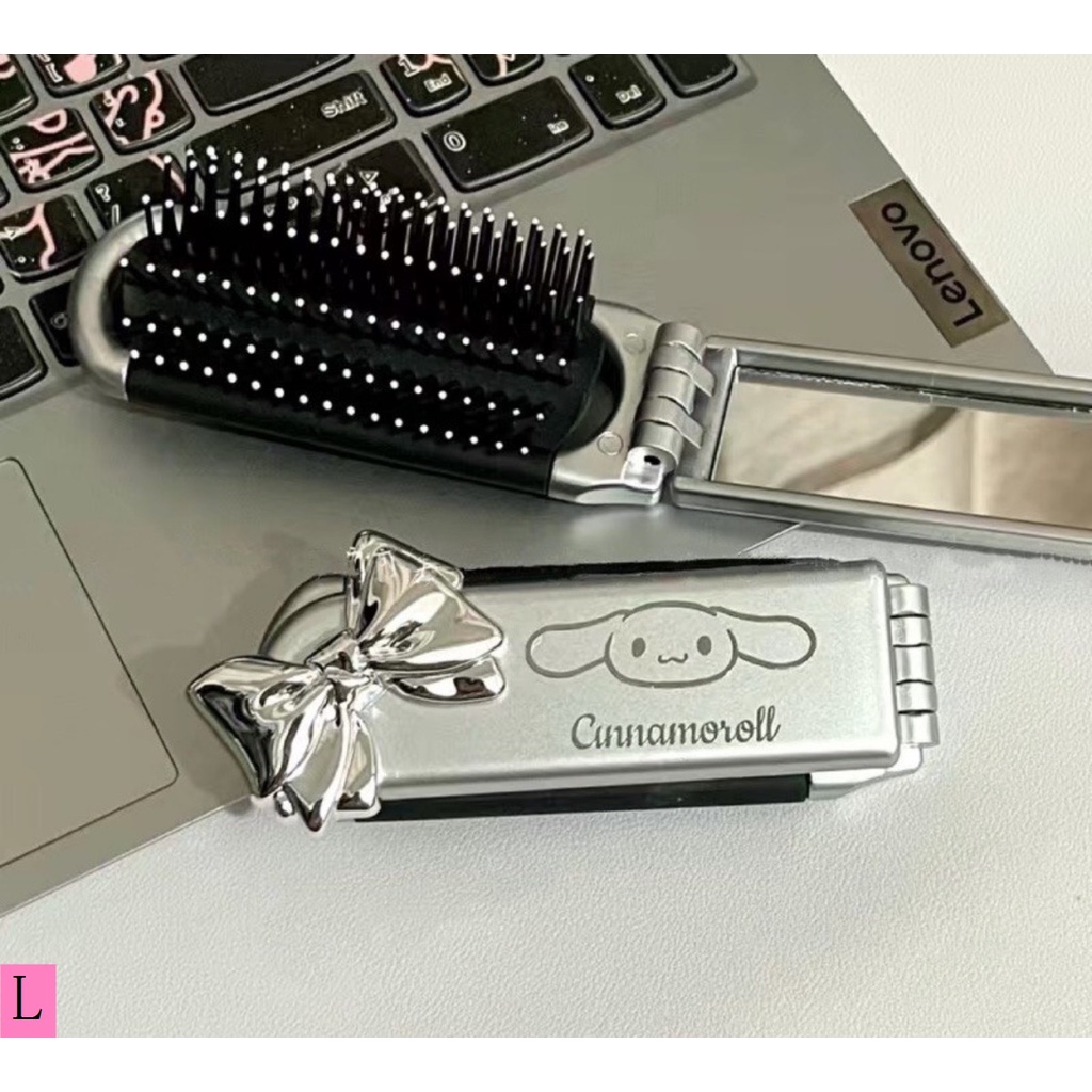 Quạt Gấp Tích Hợp Gương Trang Điểm Hai Công Dụng Hình Mèo Sanrio Hoạt Hình