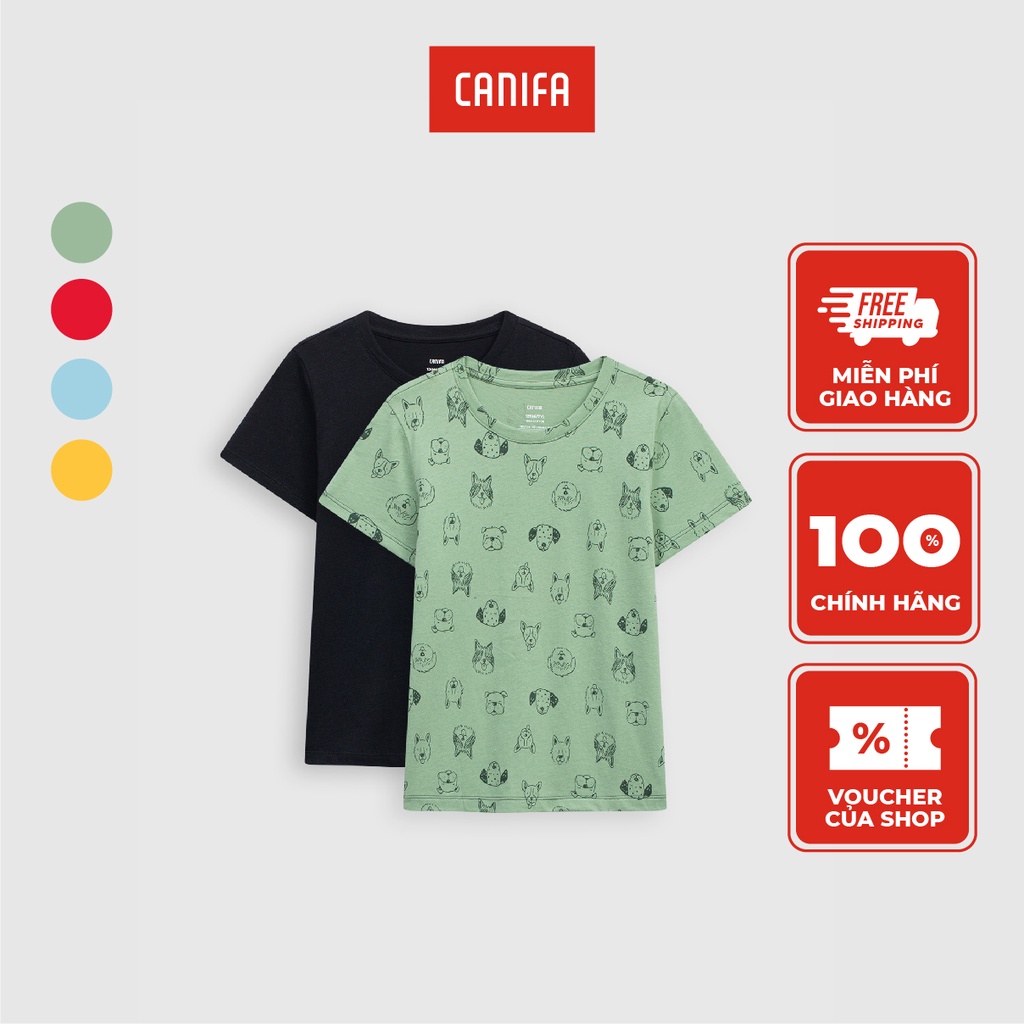 Combo 2 áo phông bé trai CANIFA chất liệu cotton pha 2LA23S003
