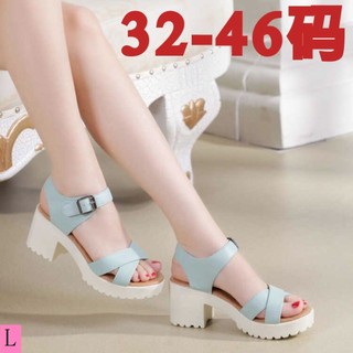 Giày sandal gót dày hở mũi size lớn 32-46 33 34 41 42 thời trang nữ