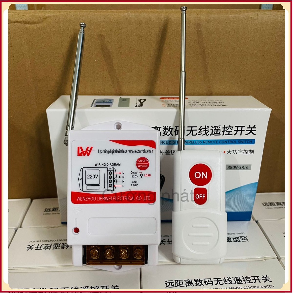 Công Tắc Điều Khiển Từ Xa 1Km Bơm Đèn Quạt Lw Kl - 2201 30A/220V Có Nút Học Lệnh