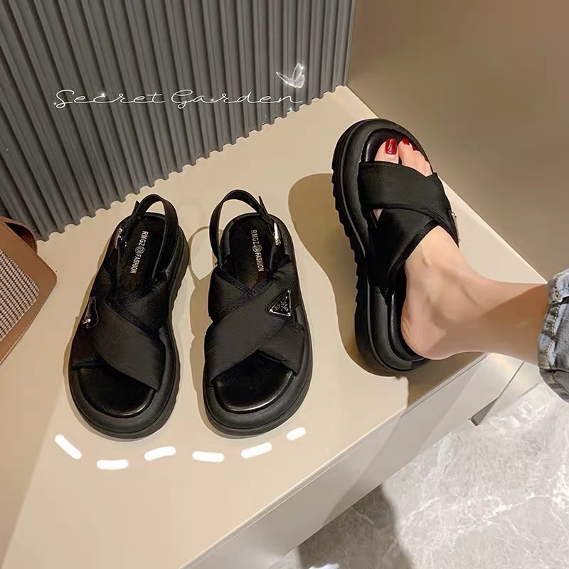 DÉP NỮ quay chéo khoá Pra hàng quảng châu cao 5Cm mang êm chân