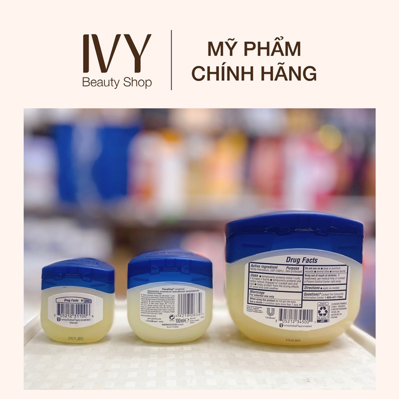 Sáp Dưỡng Ẩm Vaseline Đa Năng Pure Petroleum Jelly 49g-100ml-368g