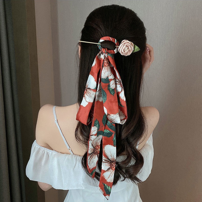 Kẹp Tóc Nơ Lụa Phong Cách Trung Hoa Cổ Điển Cho Nữ