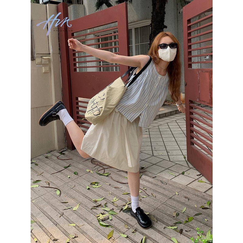 Set Áo Thun Ngắn Tay Sọc Ngang Và Chân Váy Chữ A Thời Trang Dành Cho Nữ