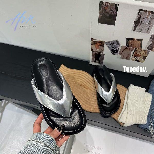 Dép Xỏ Ngón Đế Dày Màu Bạc Thời Trang Mùa Hè Dễ Phối Đồ