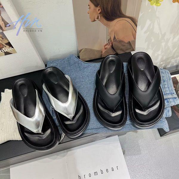 Dép Xỏ Ngón Đế Dày Màu Bạc Thời Trang Mùa Hè Dễ Phối Đồ