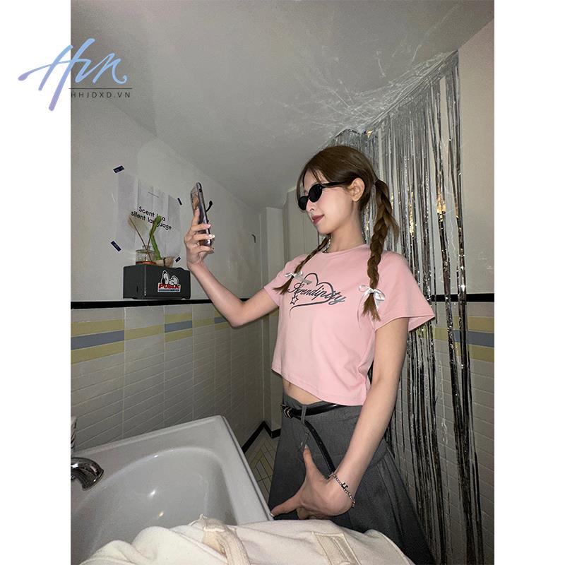 Áo Thun Ngắn Tay Cổ Tròn In Chữ Thời Trang Mùa Hè Dành Cho Nữ