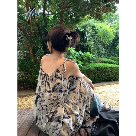 Đầm Hai Dây Dáng Dài Họa Tiết Hoa Thời Trang Mùa Hè Phong Cách Retro Cho Nữ