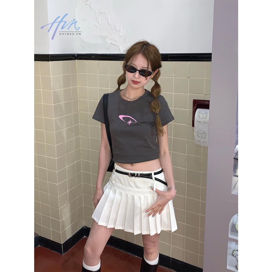 Áo Thun Ngắn Tay Dáng Ôm In Họa Tiết Đơn Giản Thời Trang Mùa Hè Cho Nữ