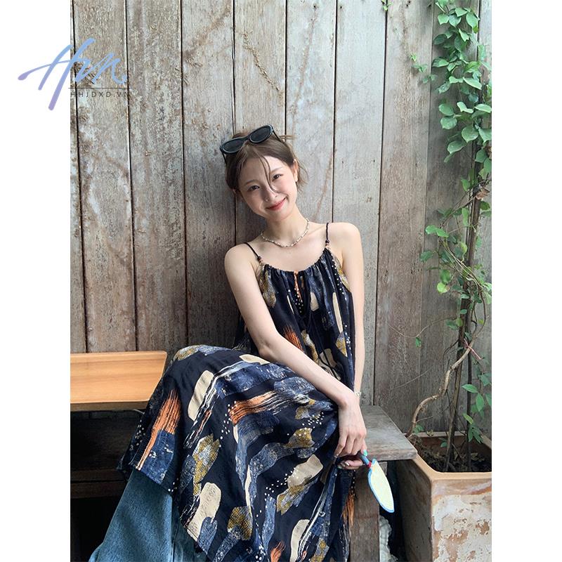Đầm Hai Dây Dáng Rộng In Họa Tiết Hoa Phong Cách Cổ Điển Thời Trang Mùa Hè Xinh Xắn Cho Nữ
