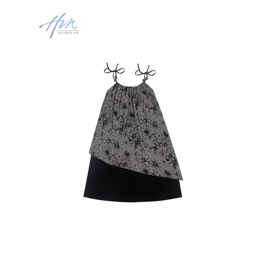 Đầm Dài Hai Dây Đính Hạt Màu Đen Phong Cách Trung Hoa Thời Trang Mùa Hè Cho Nữ